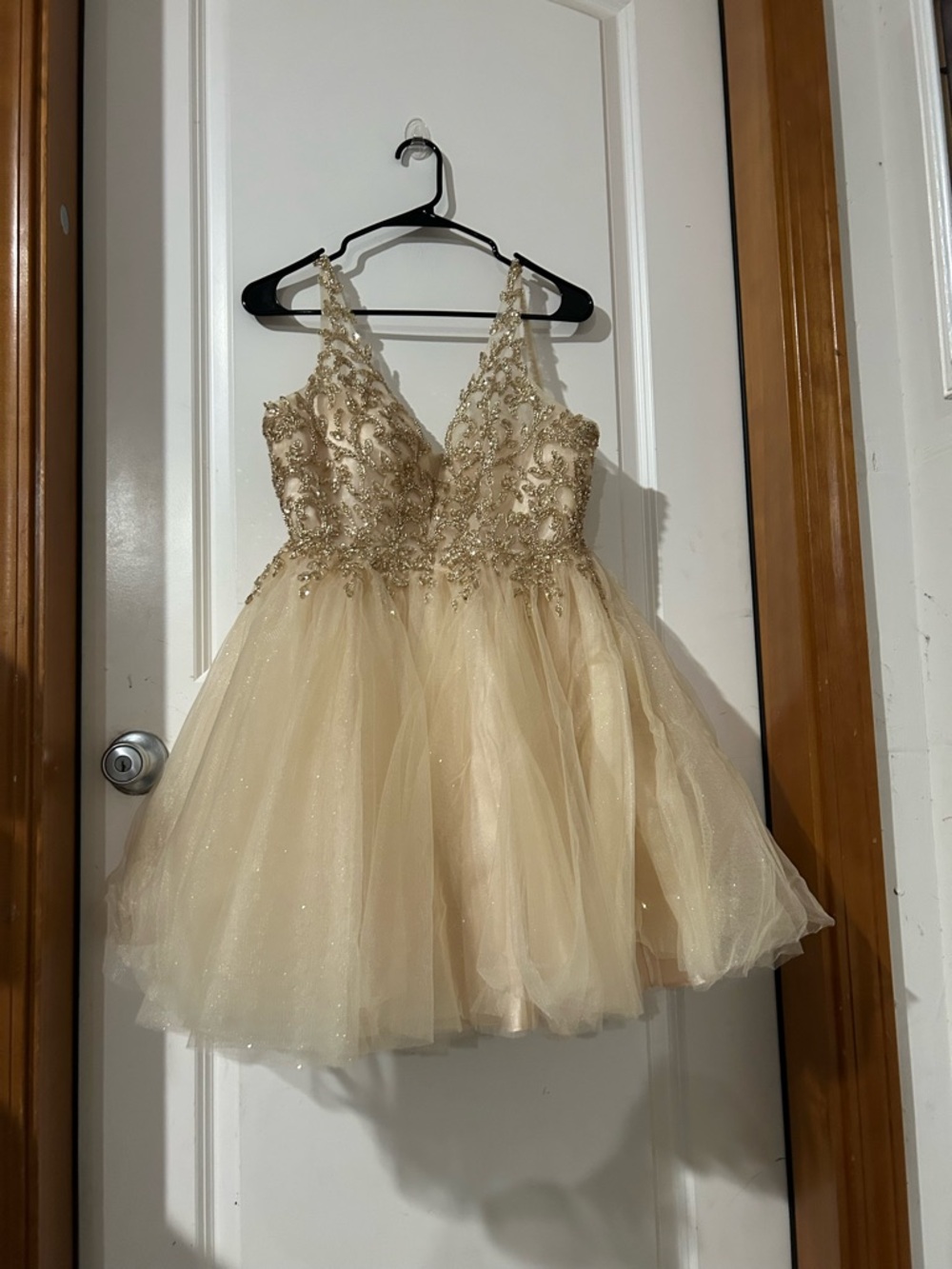 Dancing Queen Gold Embellished Tulle Cocktail Dress Size XS